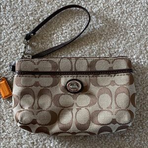 Tan Coach Wristlet